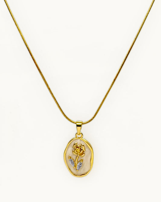 Golden Bloom Pearl Pendant Necklace