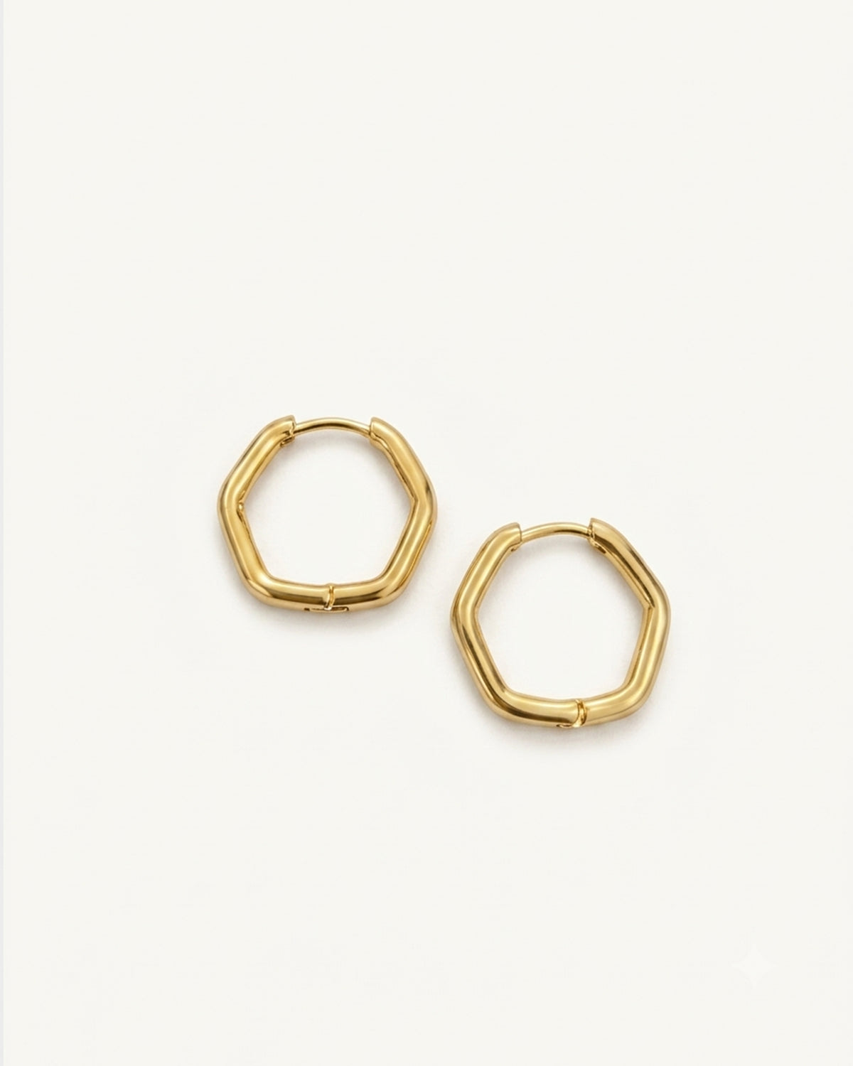 Hexagon Gold Huggie Hoop Earrings