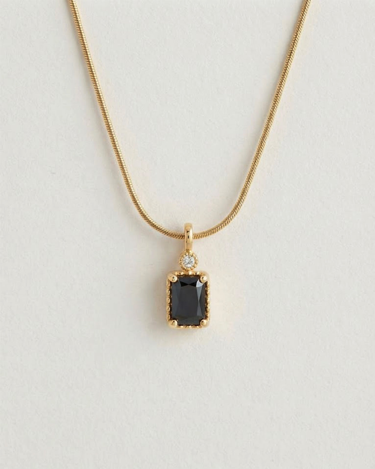 Vintage Emerald-Cut Black Onyx Pendant Necklace