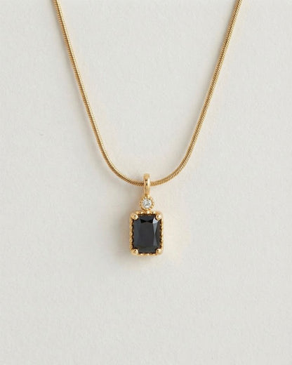 Vintage Emerald-Cut Black Onyx Pendant Necklace