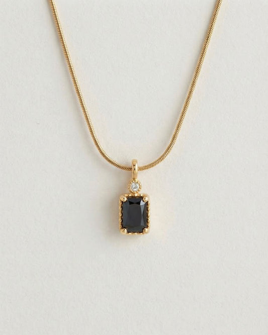 Vintage Emerald-Cut Black Onyx Pendant Necklace