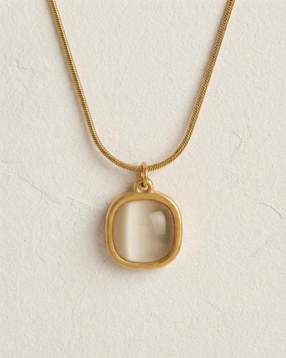 Vintage Cushion Cat's Eye Pendant Necklace