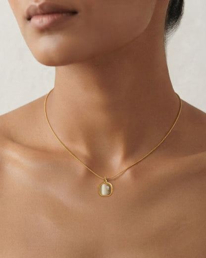 Vintage Cushion Cat's Eye Pendant Necklace